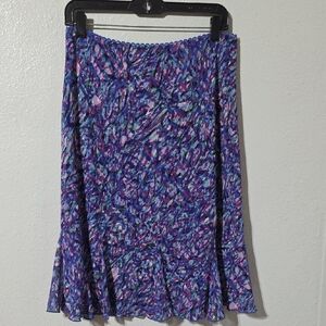 Dressbarn Purple Abstract Print Midi Skirt Size XL